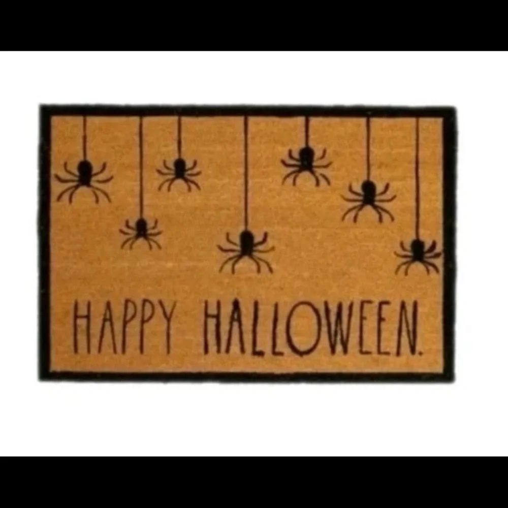Rae Dunn Happy Halloween Doormat - Black and Tan Heavy Duty Outdoor Doormat